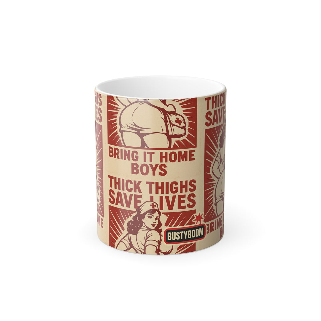 Thick Thighs Save Lives - COLOUR CHANGING Ceramic Coffee Mug, 11oz